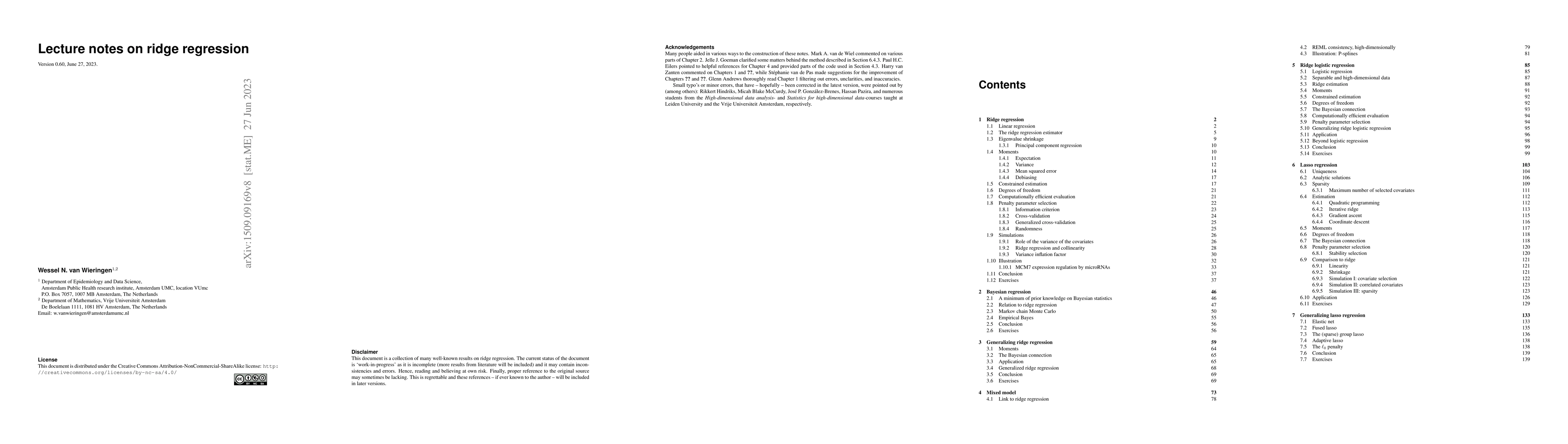 Thumbnail for Lecture notes on ridge regression