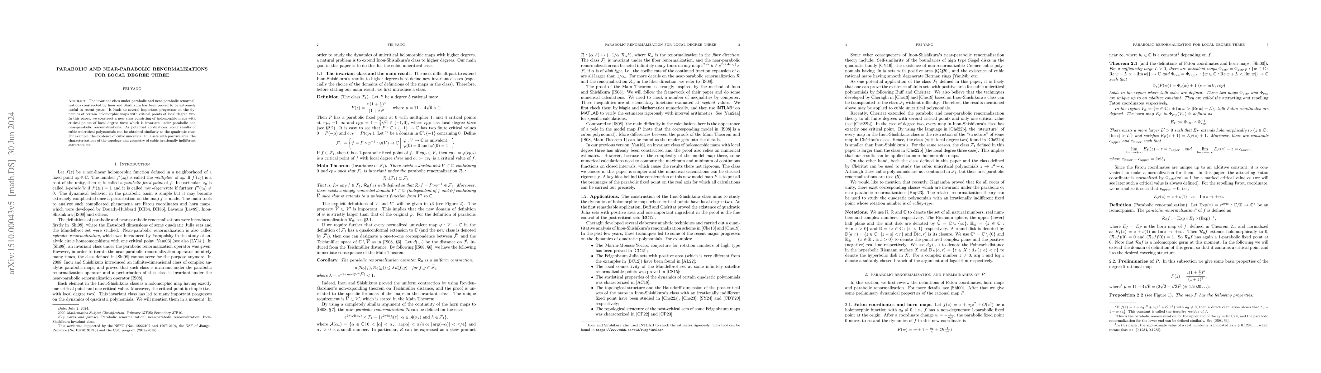 Thumbnail for Parabolic and near-parabolic renormalizations for local degree three