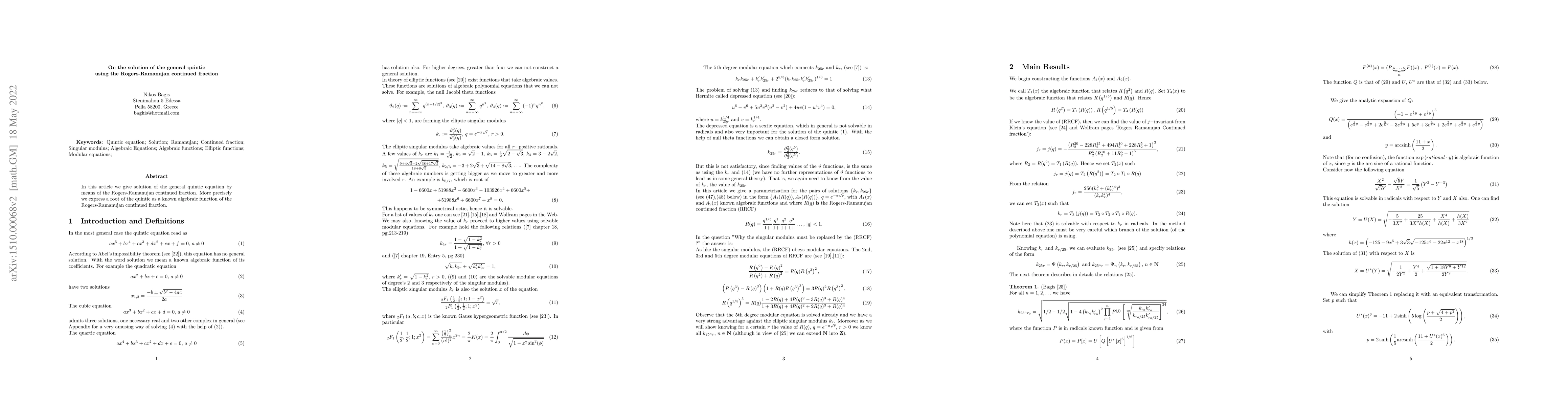 Thumbnail for On the complete solution of the general quintic using Rogers-Ramanujan
  continued fraction