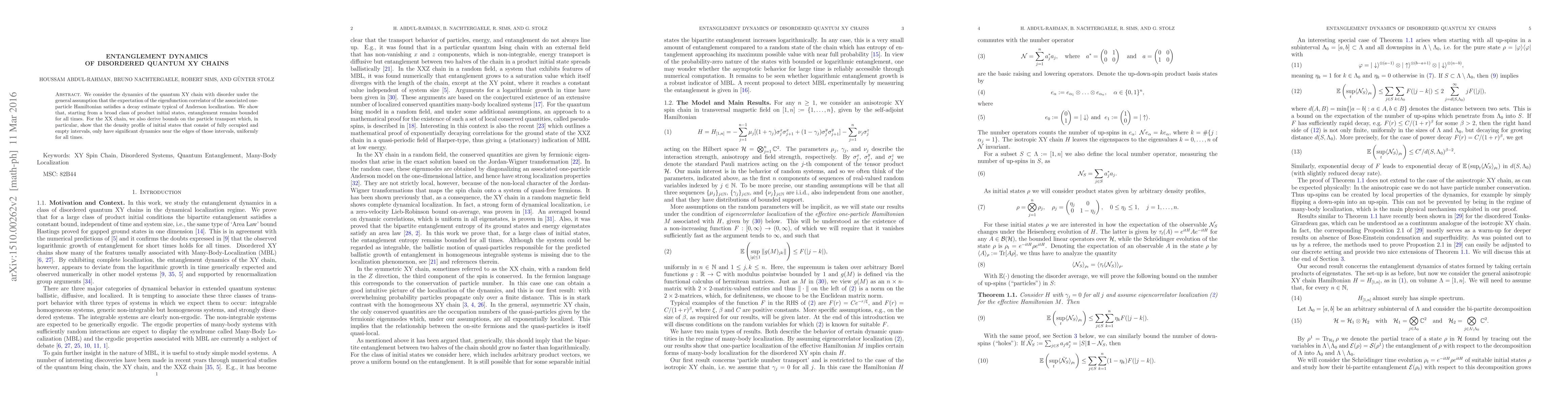 Thumbnail for Entanglement Dynamics of Disordered Quantum XY Chains