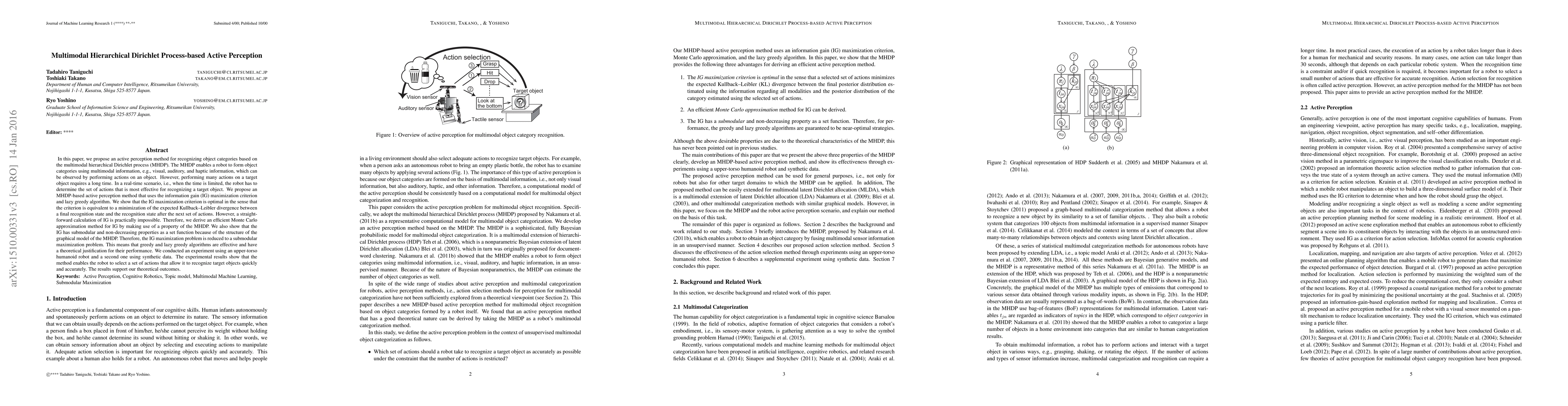 Thumbnail for Multimodal Hierarchical Dirichlet Process-based Active Perception
