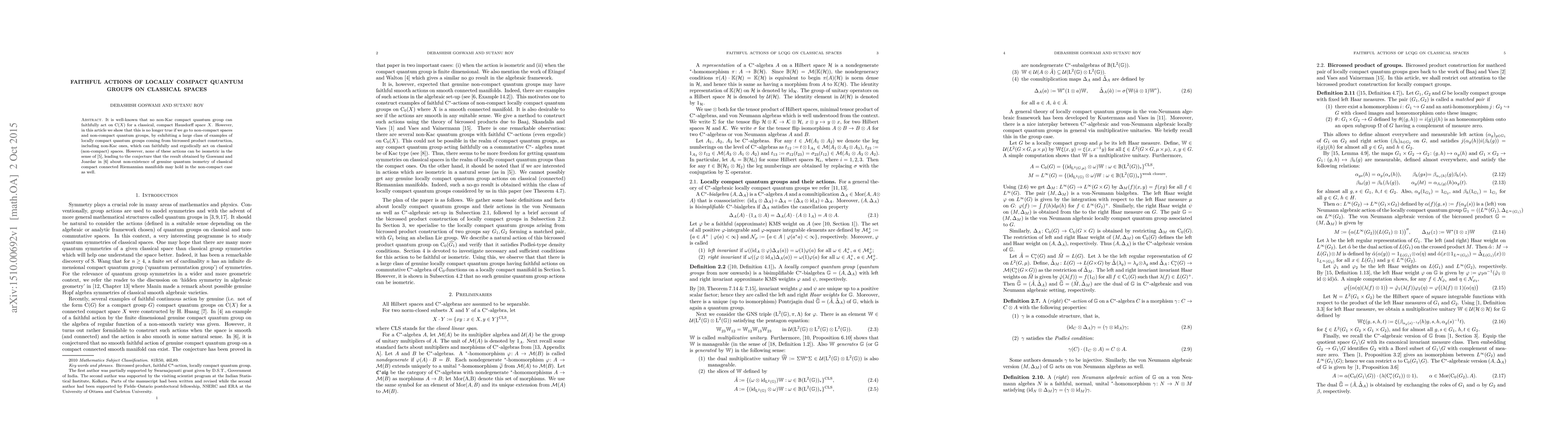 Thumbnail for Faithful actions of locally compact quantum groups on classical spaces
