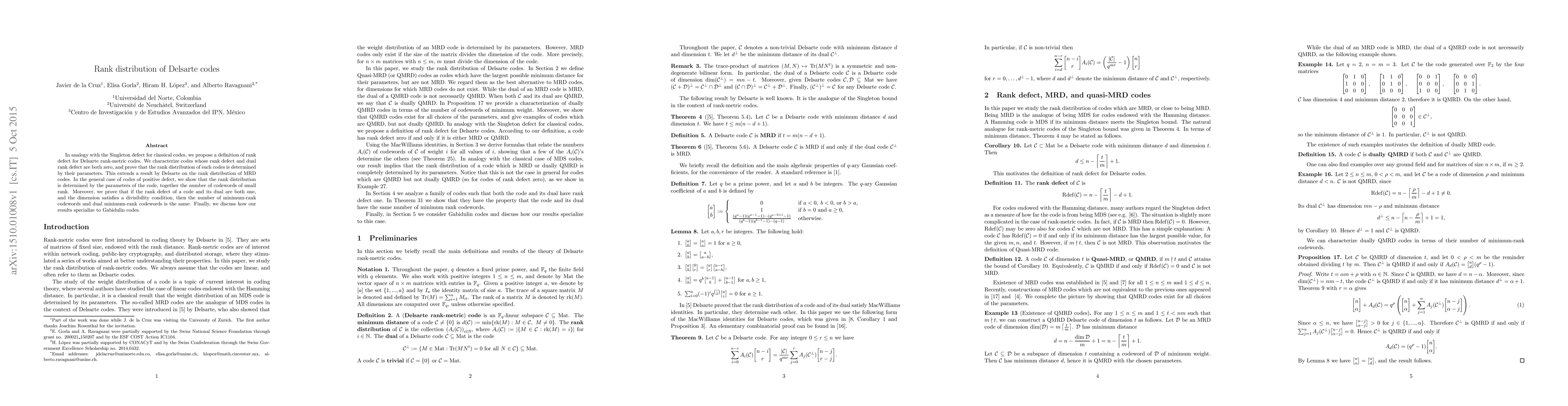 Thumbnail for Rank distribution of Delsarte codes