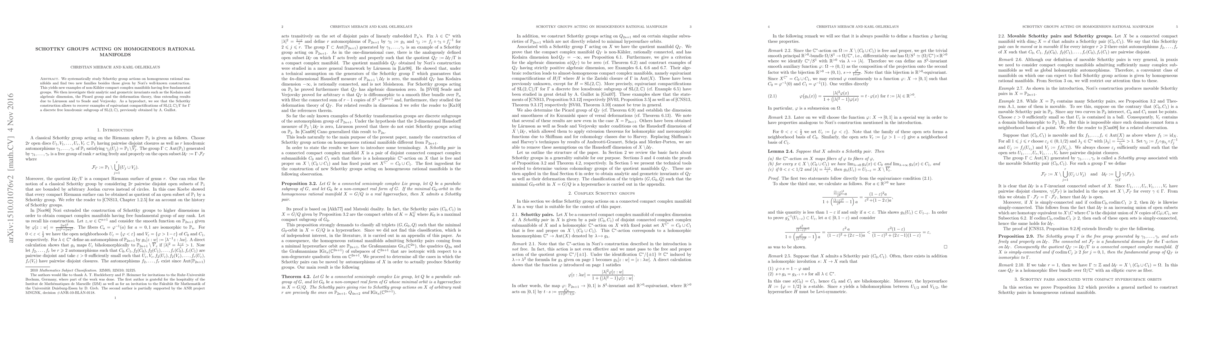Thumbnail for Schottky groups acting on homogeneous rational manifolds