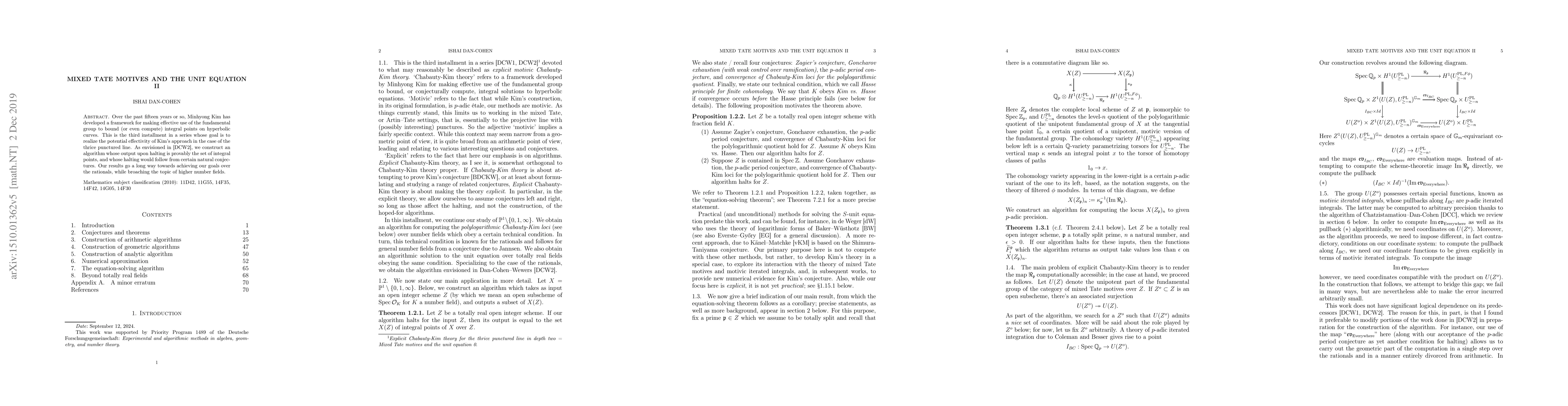 Thumbnail for Mixed Tate motives and the unit equation II