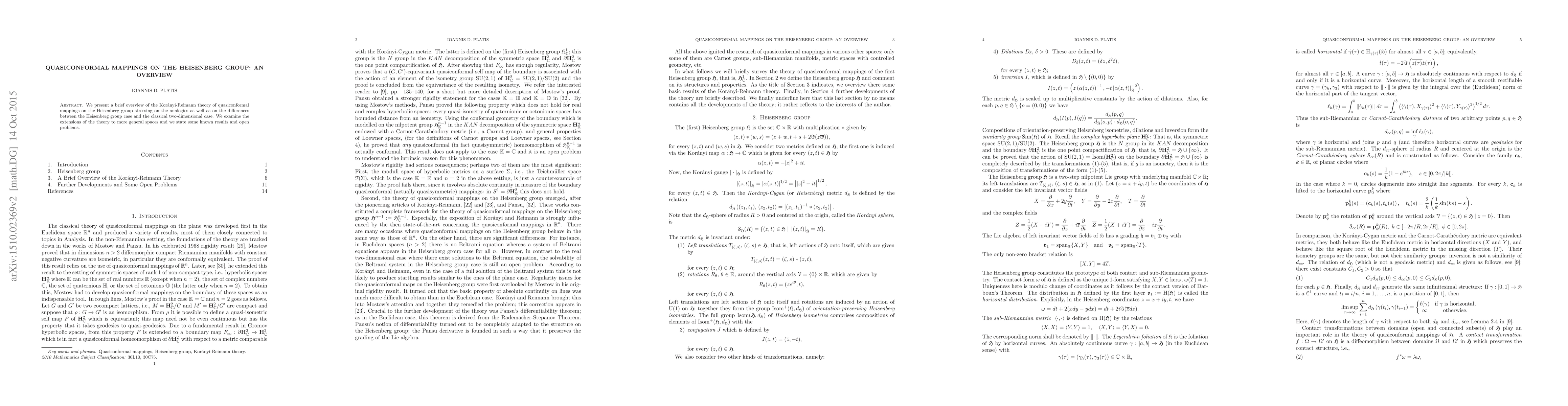 Thumbnail for Quasiconformal mappings on the Heisenberg group: An overview