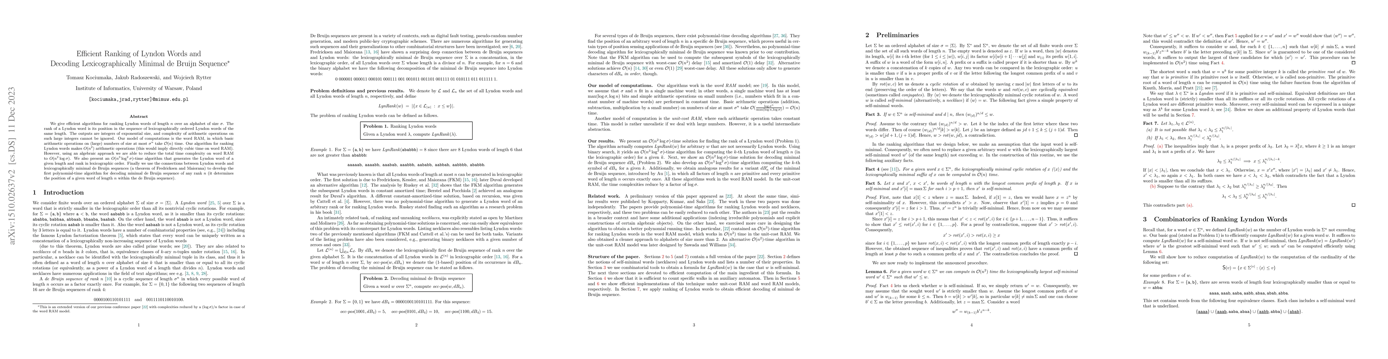 Thumbnail for Efficient Ranking of Lyndon Words and Decoding Lexicographically Minimal
  de Bruijn Sequence
