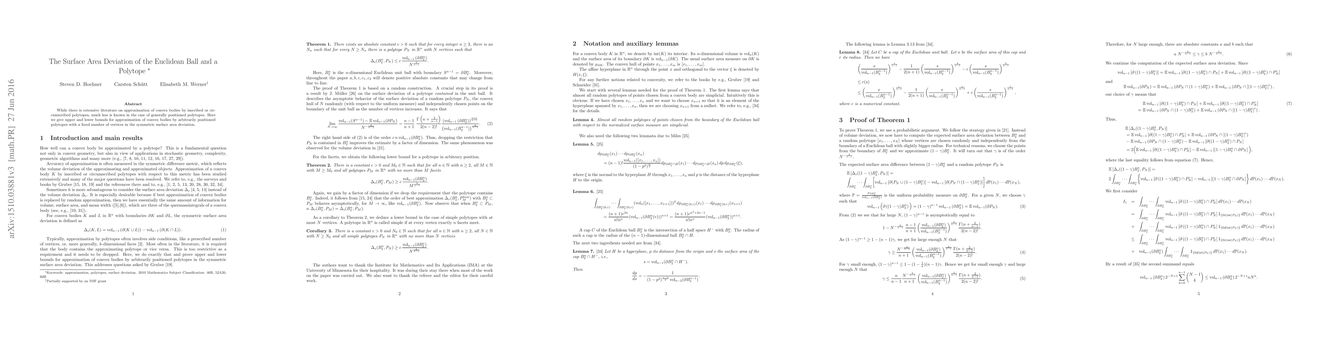 Thumbnail for The Surface Area Deviation of the Euclidean Ball and a Polytope