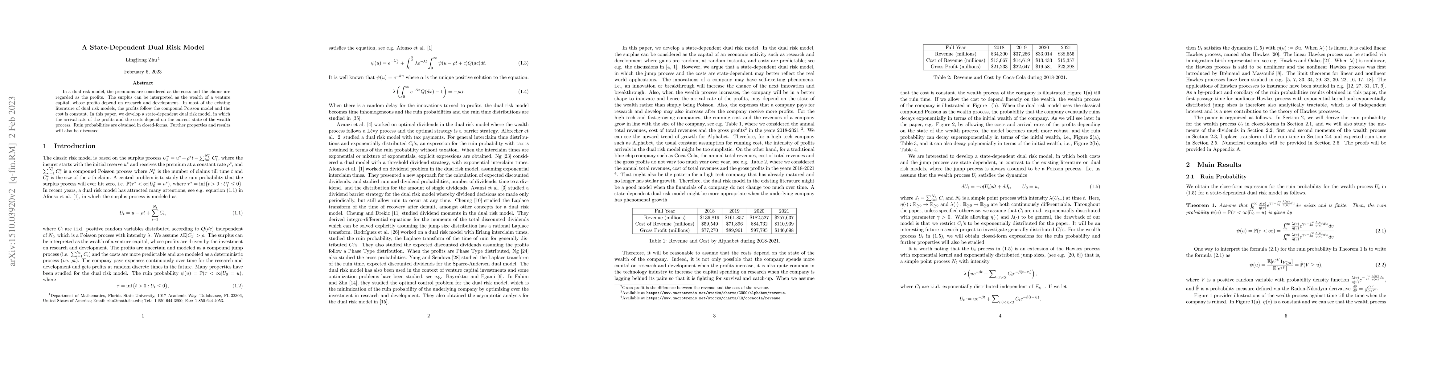 Thumbnail for A State-Dependent Dual Risk Model