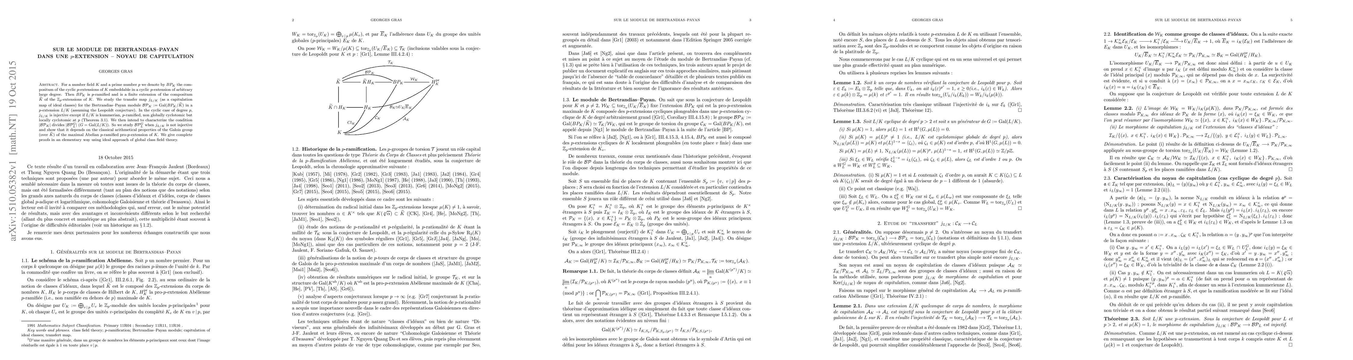Thumbnail for On the Bertrandias-Payan module in a p-extension -- capitulation kernel