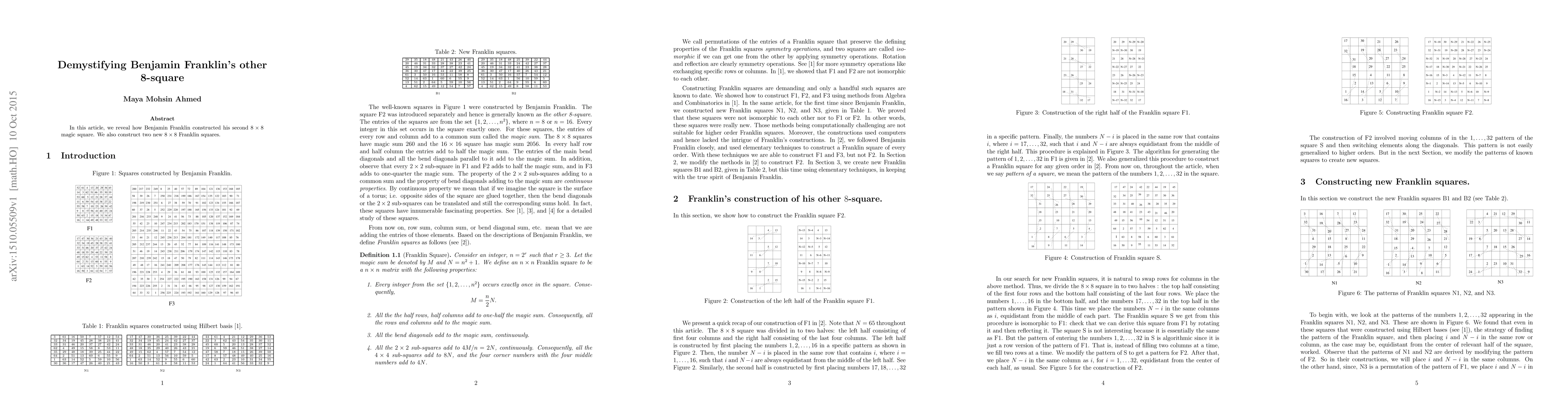Thumbnail for Demystifying Benjamin Franklin's other 8-square