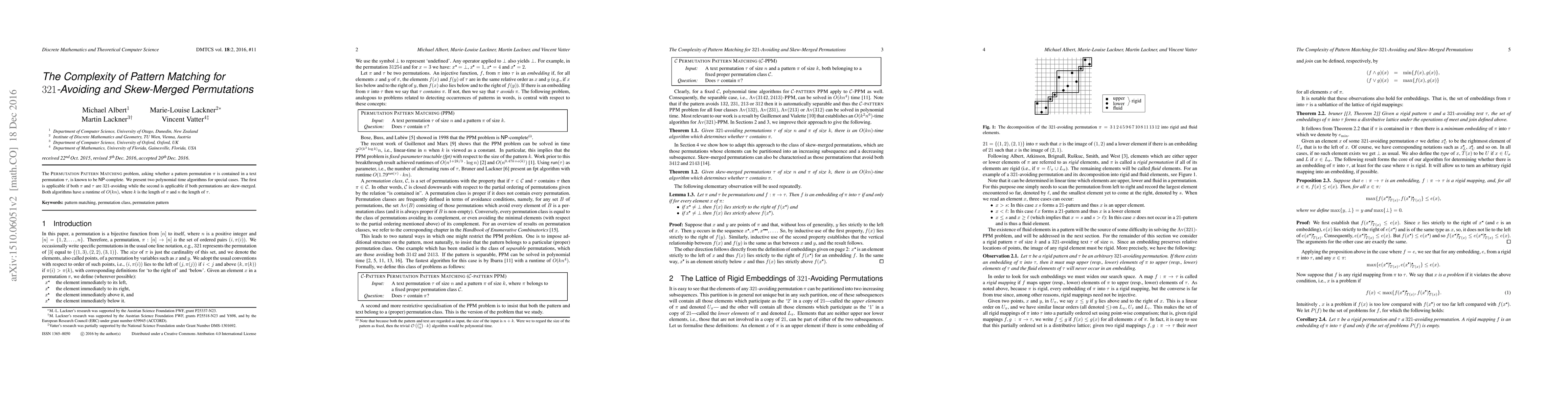 Thumbnail for The Complexity of Pattern Matching for $321$-Avoiding and Skew-Merged
  Permutations