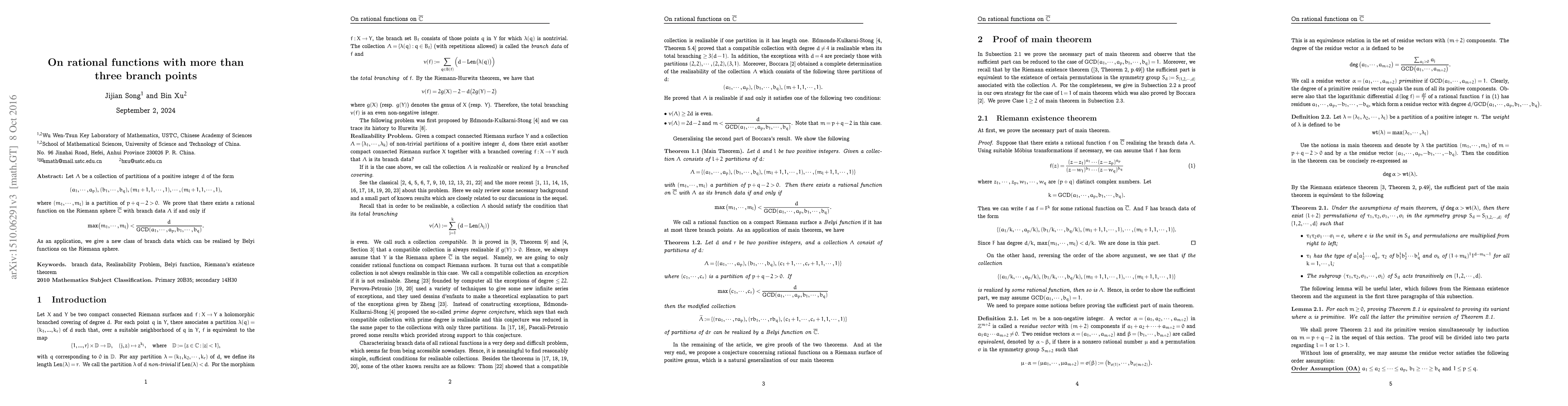 Thumbnail for On rational functions with more than three branch points