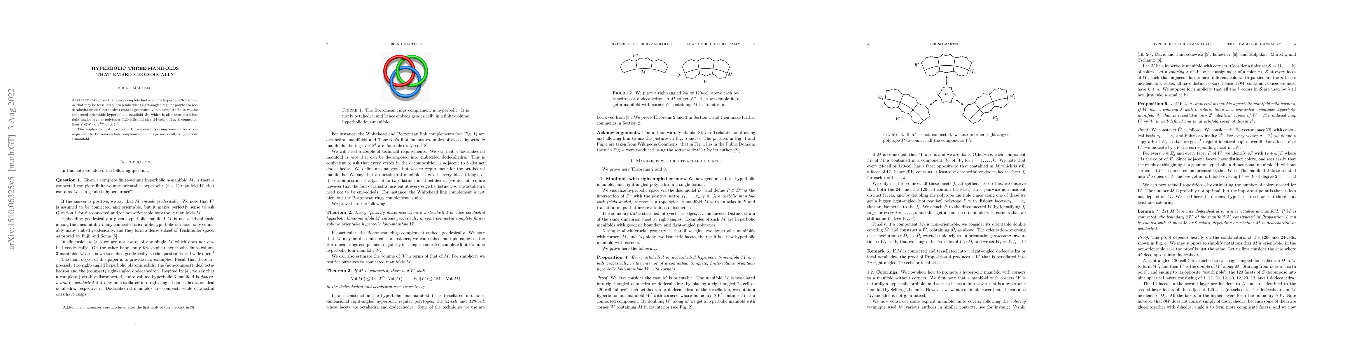 Thumbnail for Hyperbolic three-manifolds that embed geodesically