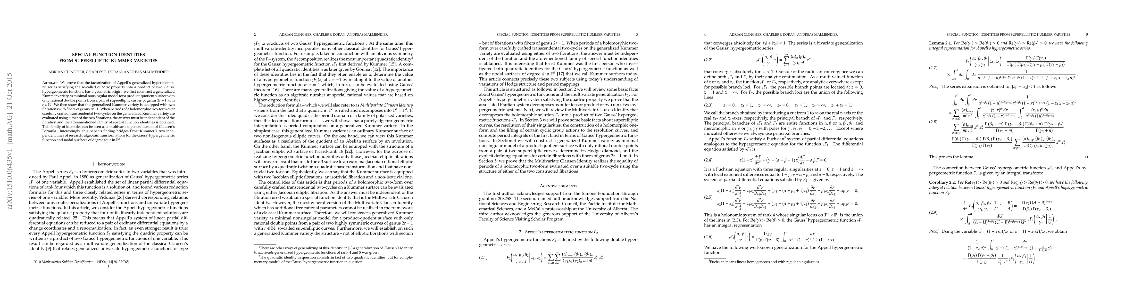 Thumbnail for Special function identities from superelliptic Kummer varieties