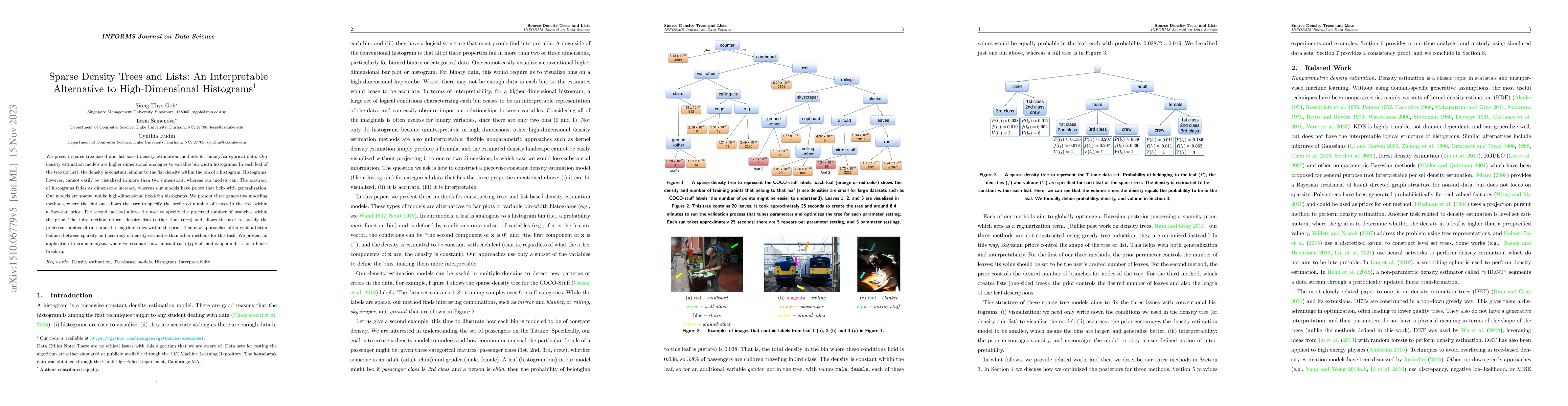 Thumbnail for Sparse Density Trees and Lists: An Interpretable Alternative to
  High-Dimensional Histograms