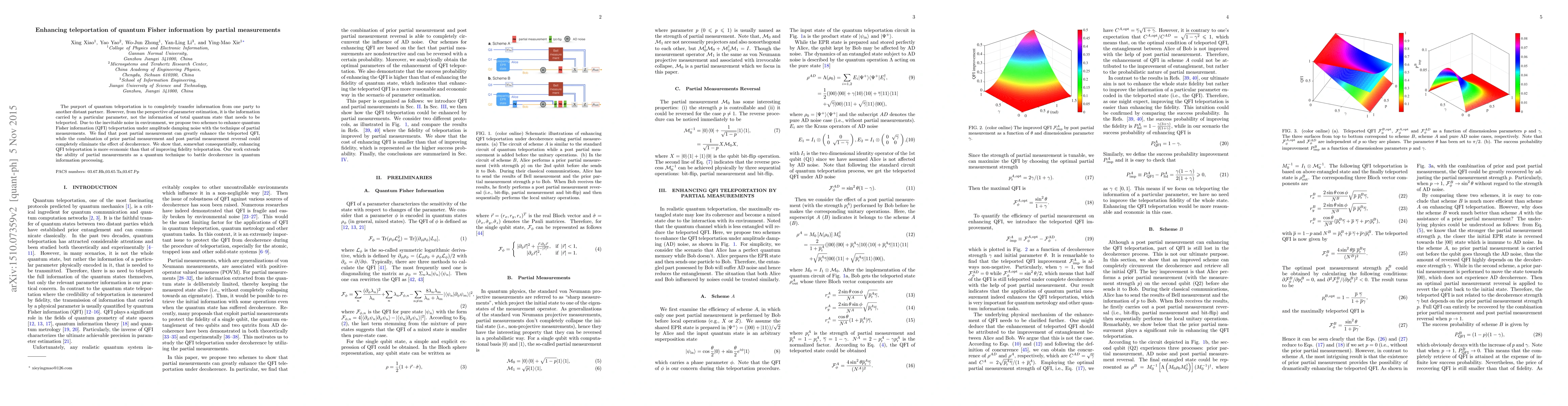 Thumbnail for Enhancing teleportation of quantum Fisher information by partial
  measurements