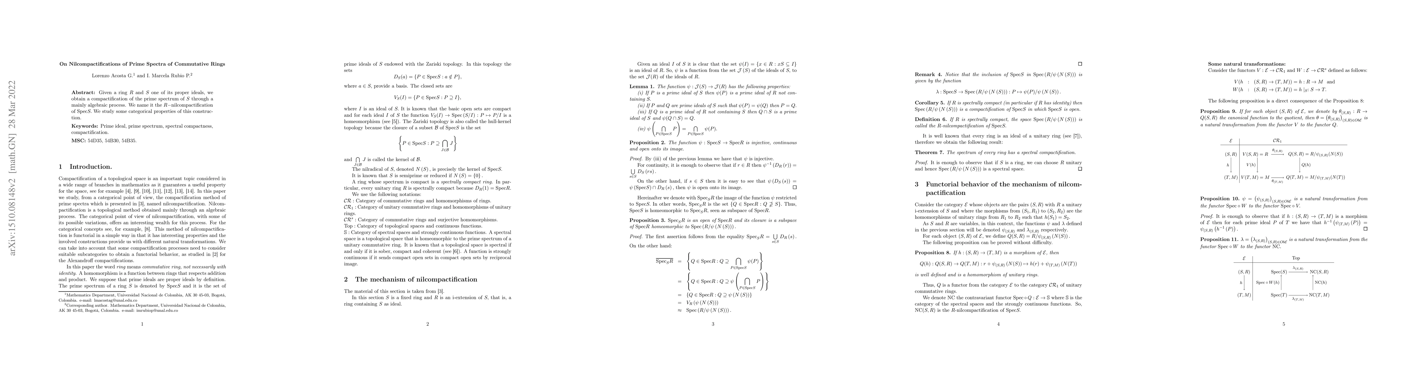 Thumbnail for On Nilcompactifications of Prime Spectra of Commutative Rings