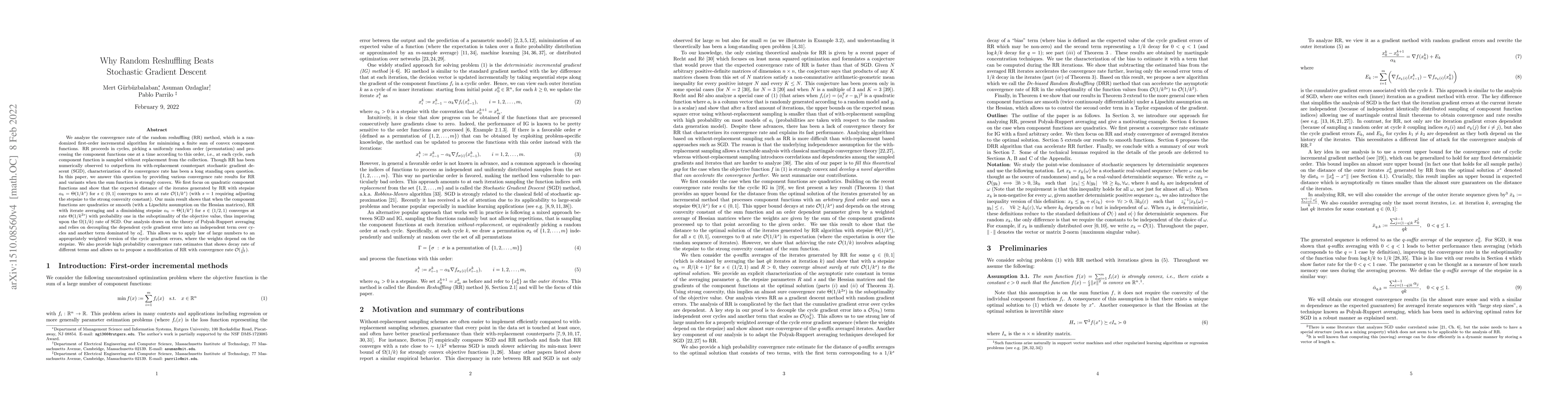 Thumbnail for Why Random Reshuffling Beats Stochastic Gradient Descent