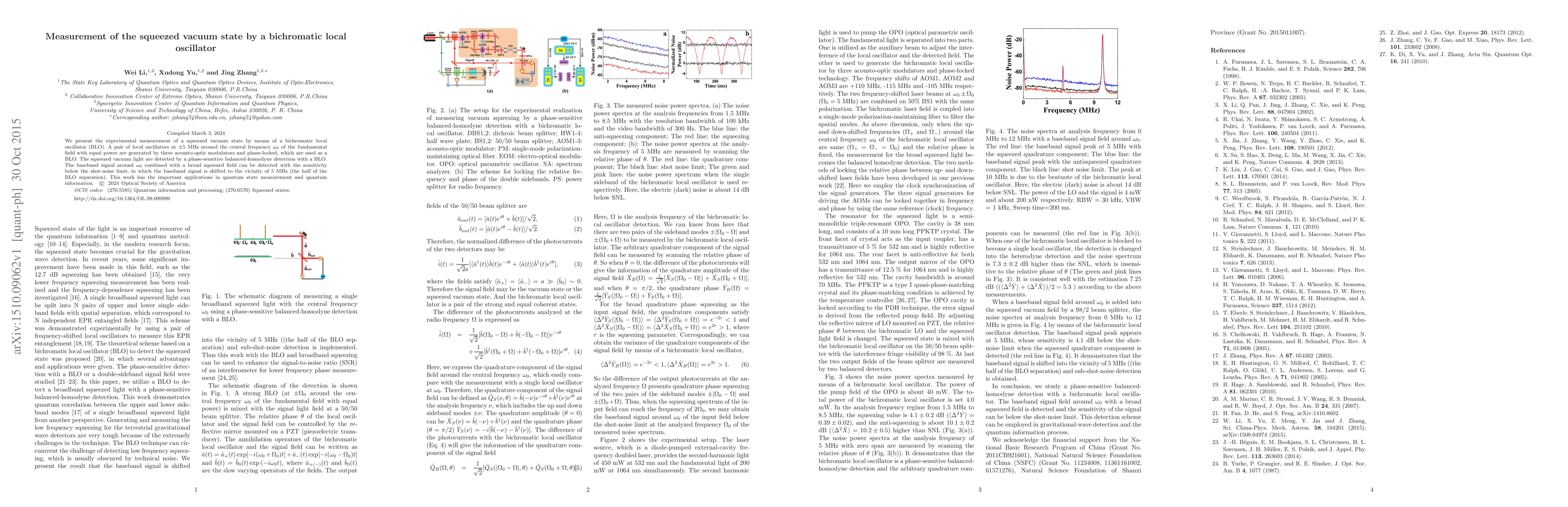 Thumbnail for Measurement of the squeezed vacuum state by a bichromatic local
  oscillator