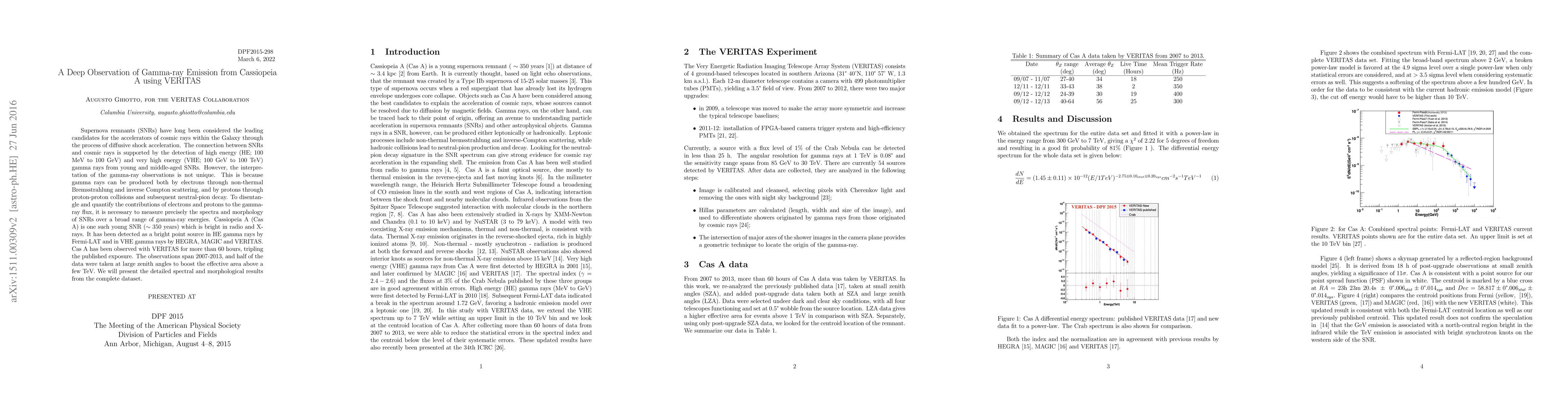 Thumbnail for A Deep Observation of Gamma-ray Emission from Cassiopeia A using VERITAS