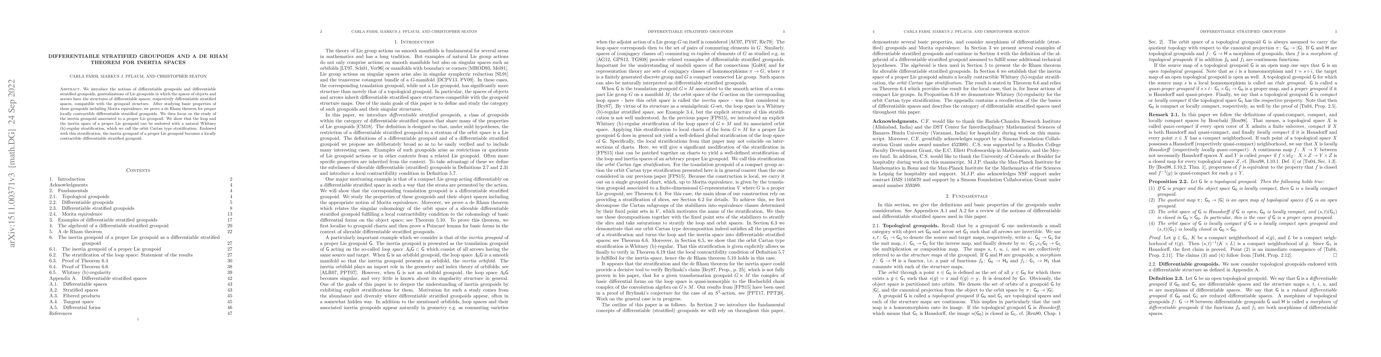 Thumbnail for Differentiable stratified groupoids and a de Rham theorem for inertia
  spaces