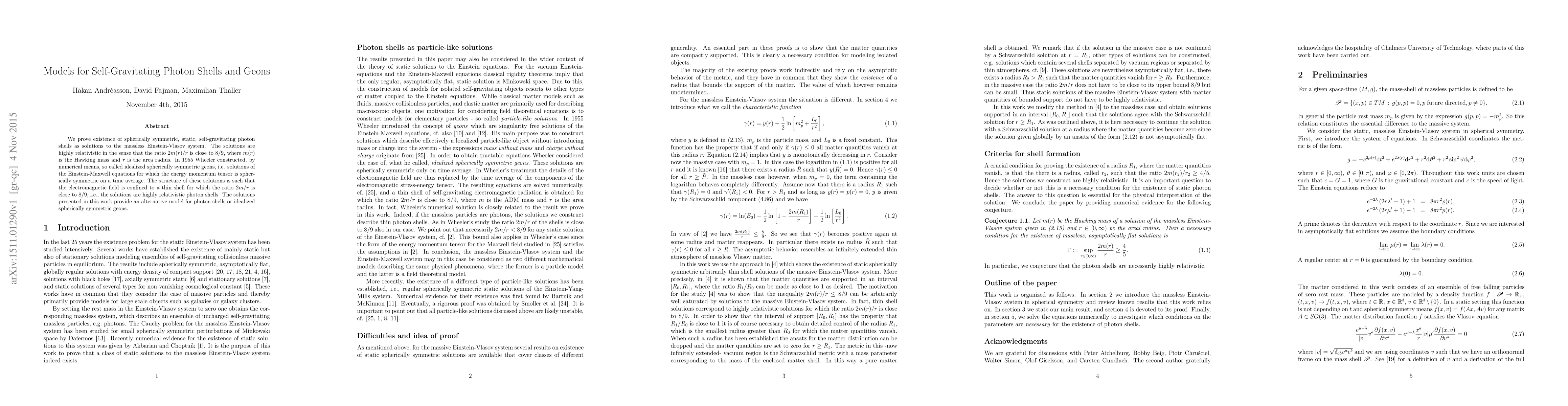 Thumbnail for Models for Self-Gravitating Photon Shells and Geons