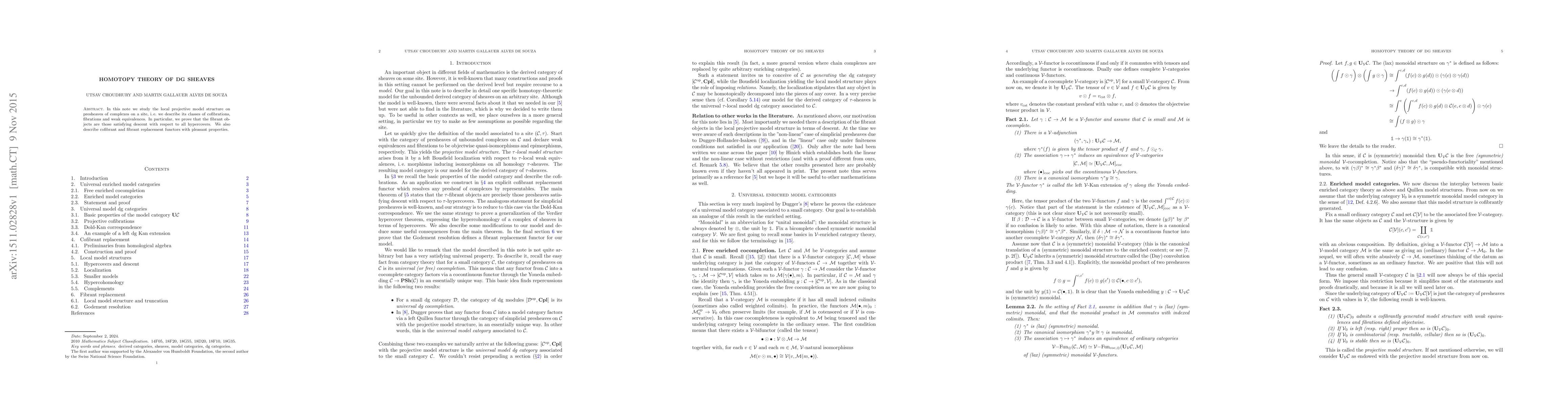 Thumbnail for Homotopy theory of dg sheaves