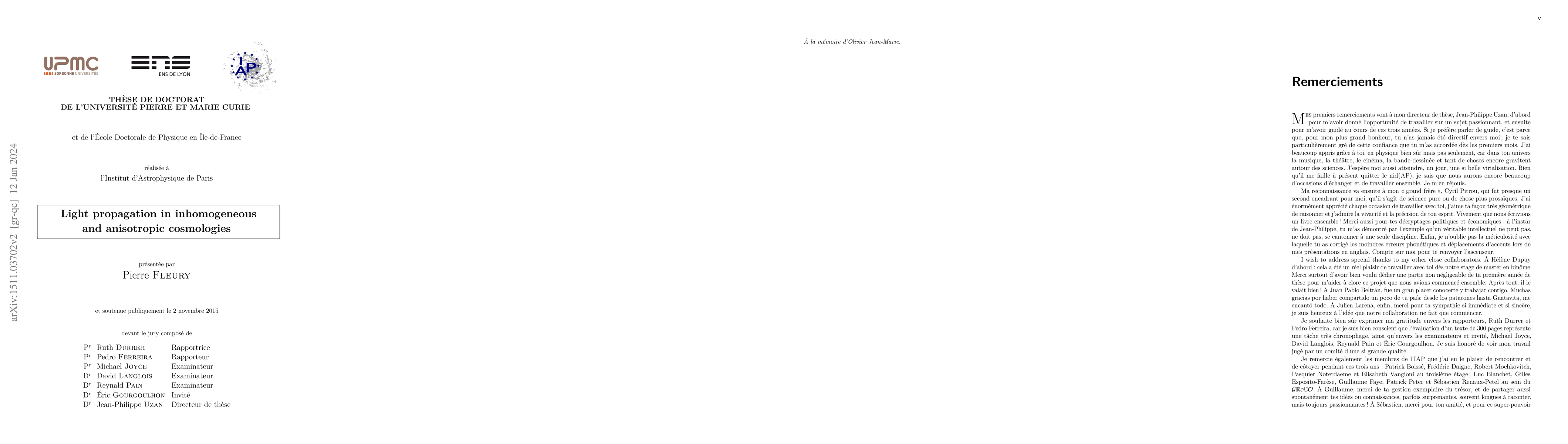 Thumbnail for Light propagation in inhomogeneous and anisotropic cosmologies