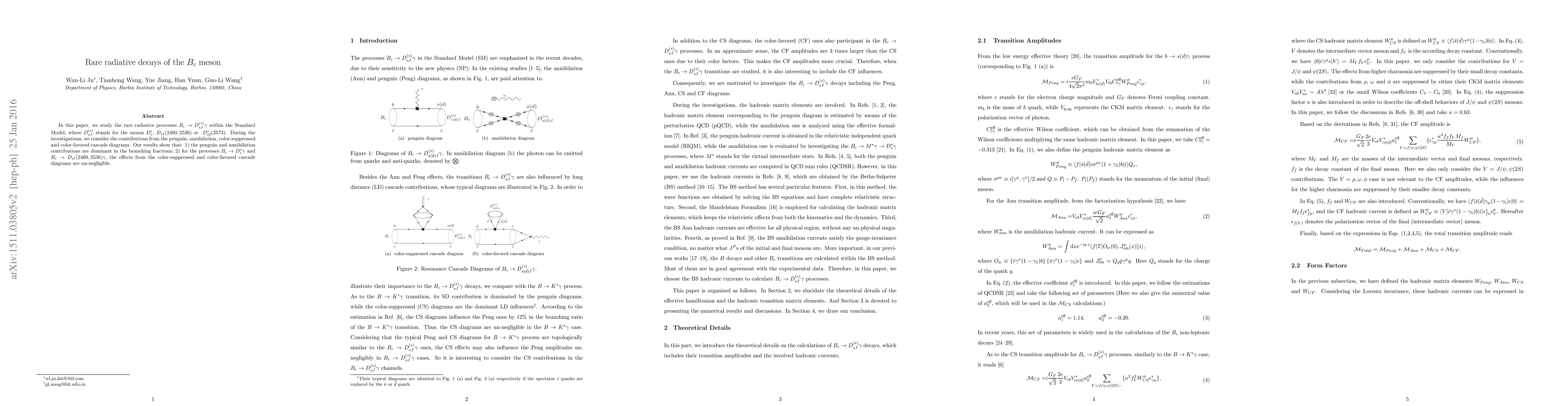 Thumbnail for Rare radiative decays of the $B_c$ meson