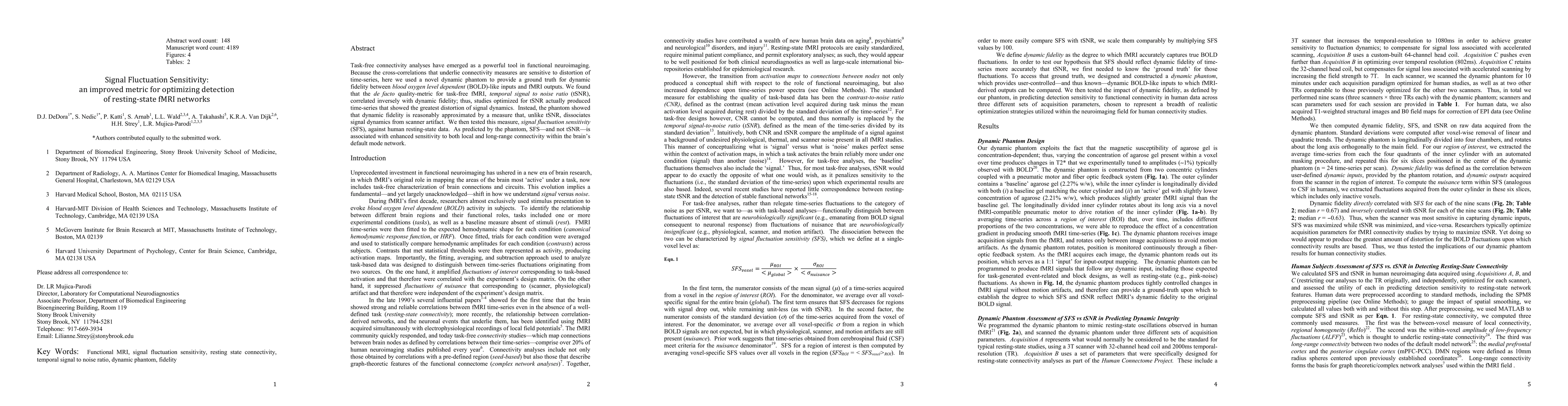 Thumbnail for Signal Fluctuation Sensitivity: an improved metric for optimizing
  detection of resting-state fMRI networks