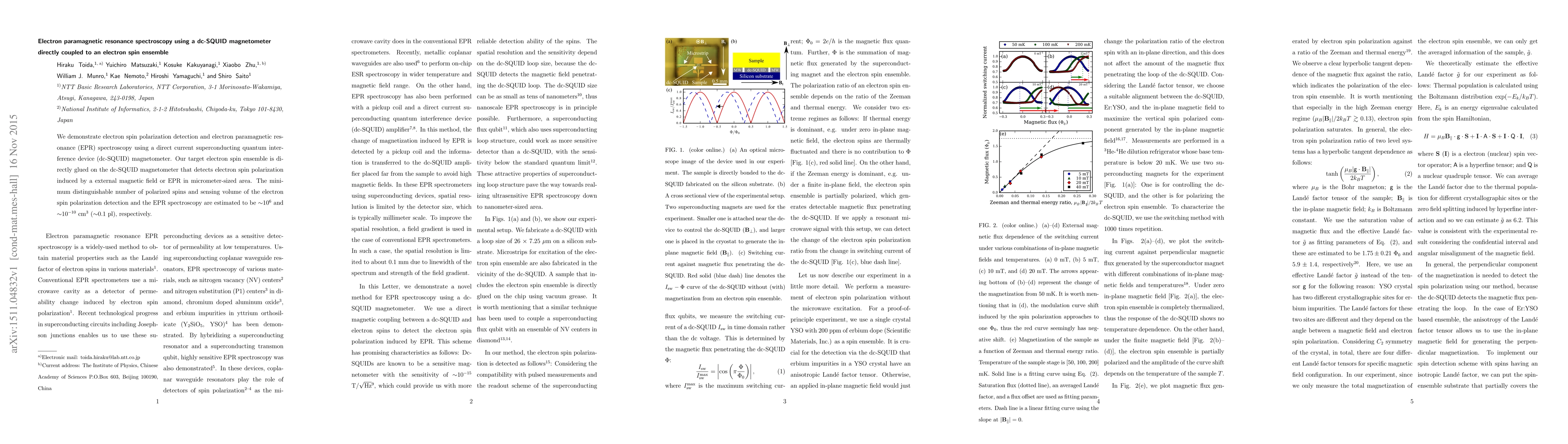 Thumbnail for Electron paramagnetic resonance spectroscopy using a dc-SQUID
  magnetometer directly coupled to an electron spin ensemble