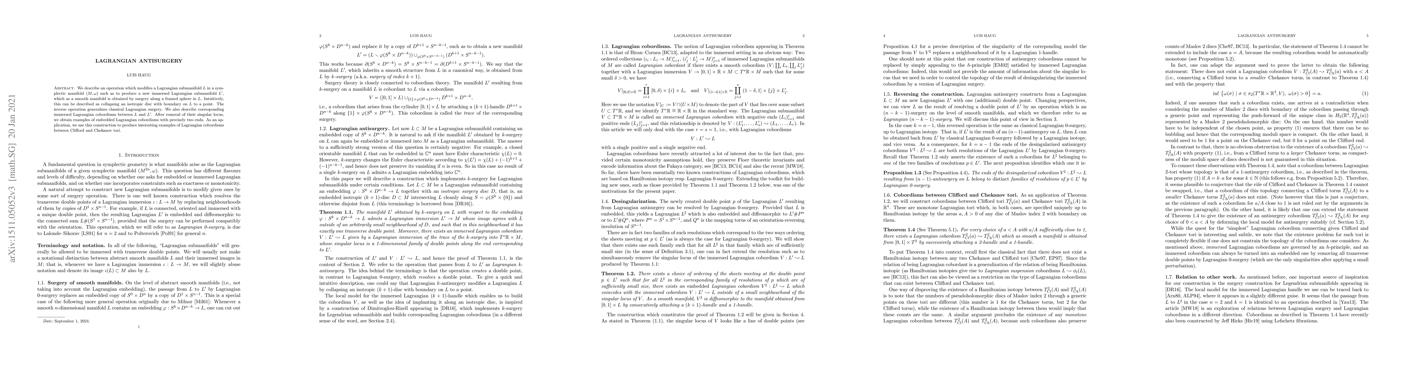 Thumbnail for Lagrangian antisurgery