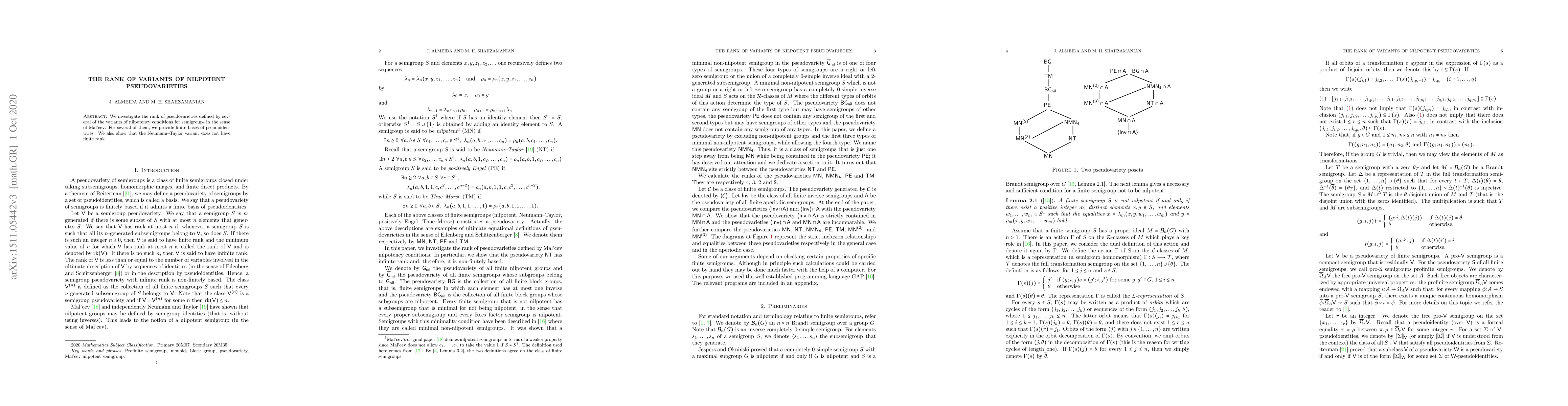 Thumbnail for The rank of variants of nilpotent pseudovarieties