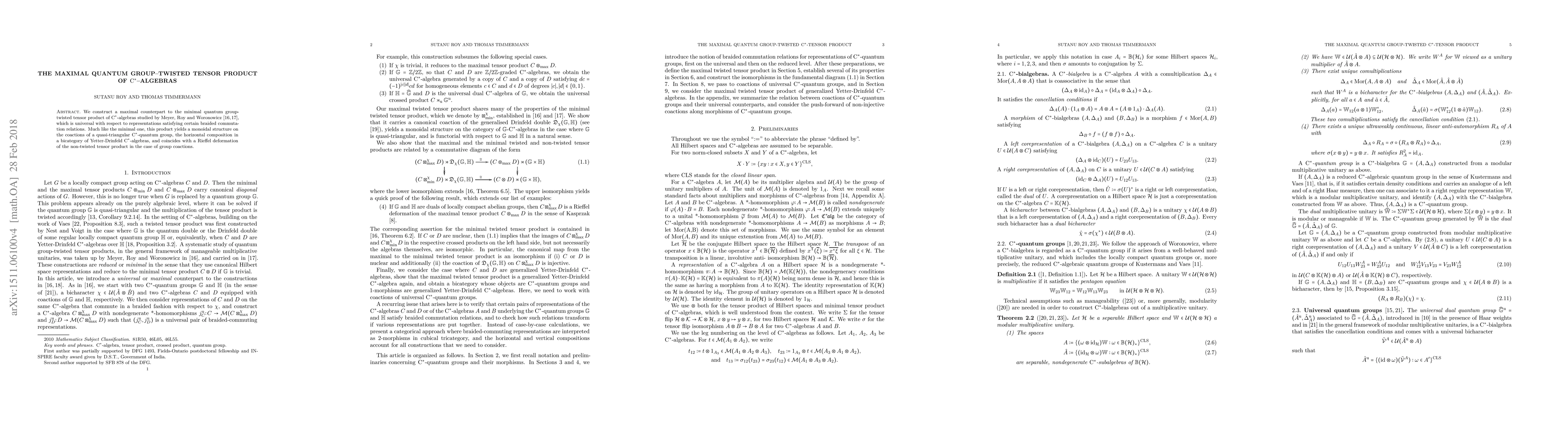 Thumbnail for The maximal quantum group-twisted tensor product of C*-algebras