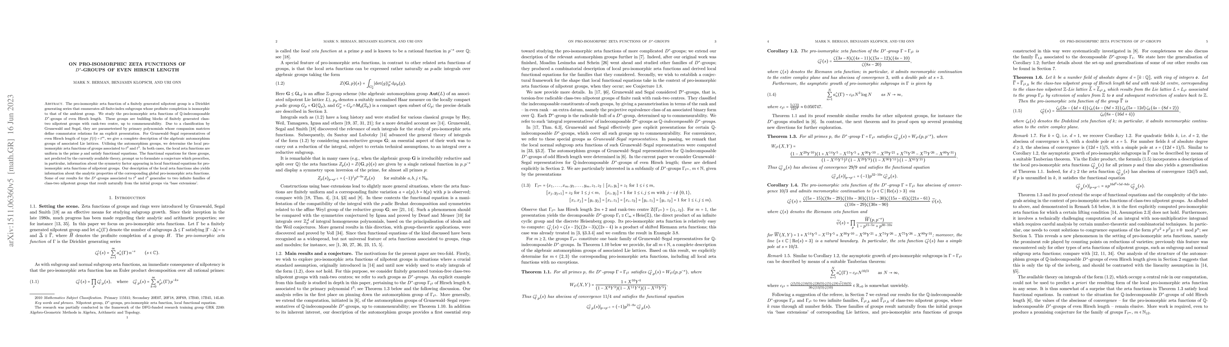 Thumbnail for On pro-isomorphic zeta functions of $D^*$-groups of even Hirsch length