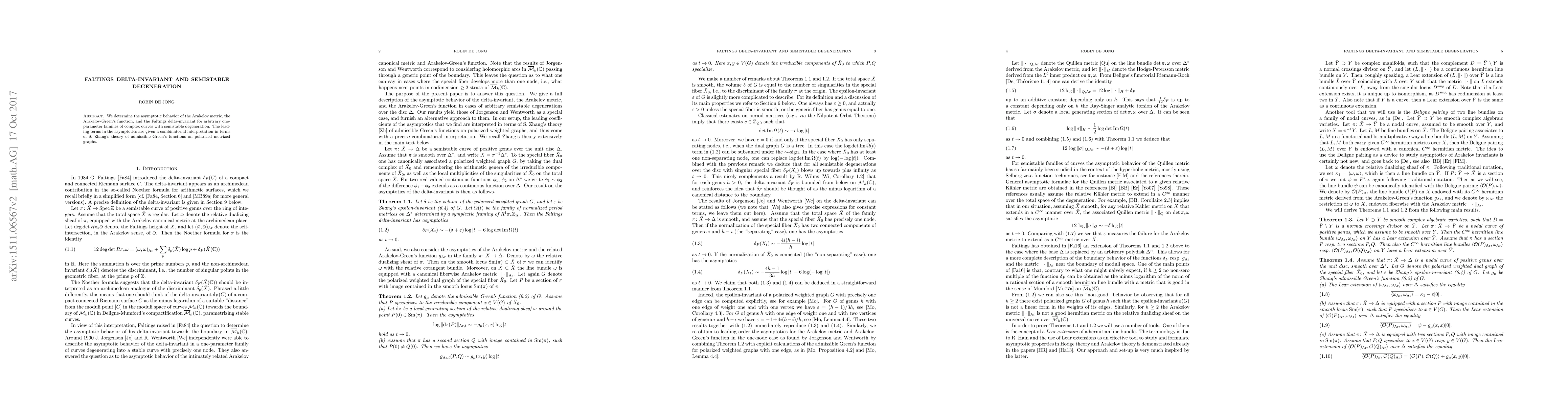 Thumbnail for Faltings delta-invariant and semistable degeneration