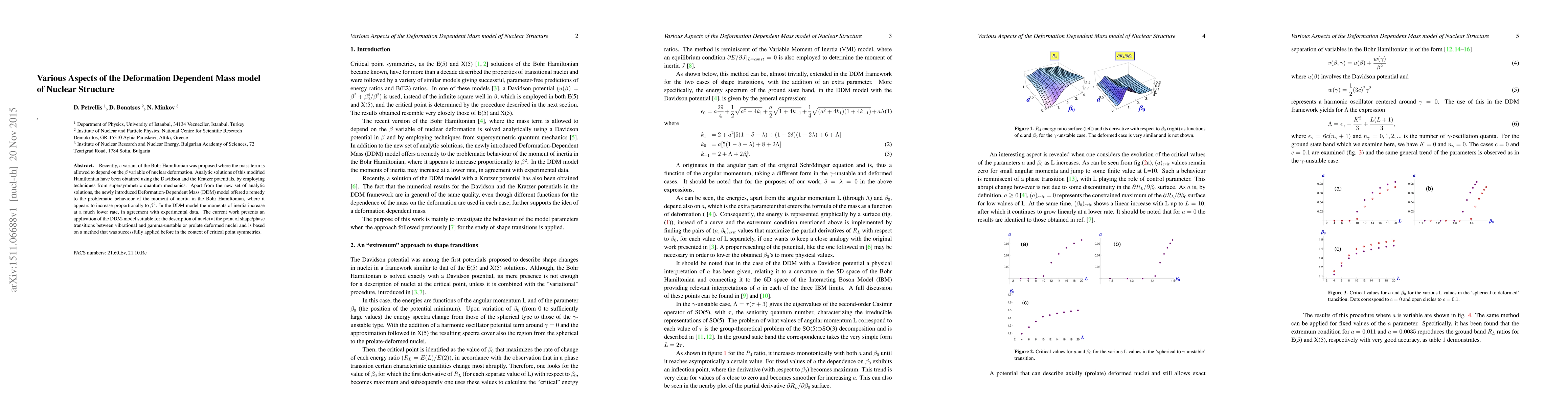 Thumbnail for Various aspects of the Deformation Dependent Mass model of nuclear
  structure