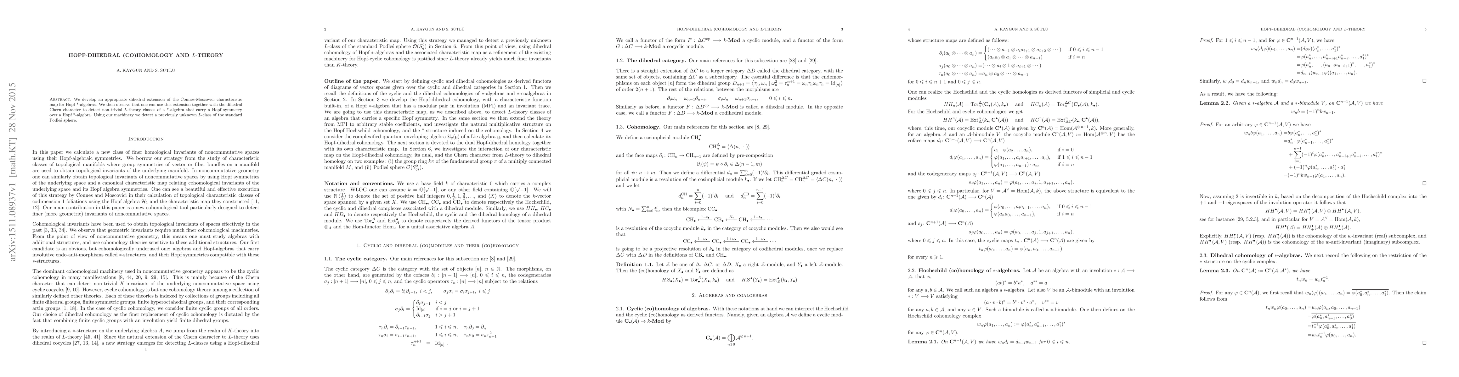 Thumbnail for Hopf-dihedral (co)homology and $L$-theory