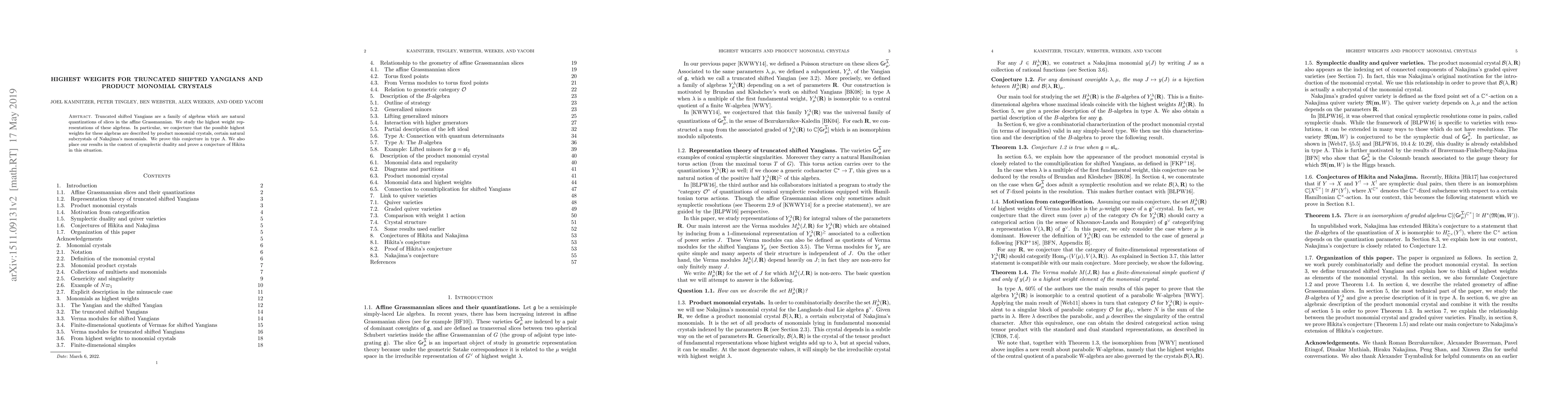 Thumbnail for Highest weights for truncated shifted Yangians and product monomial
  crystals