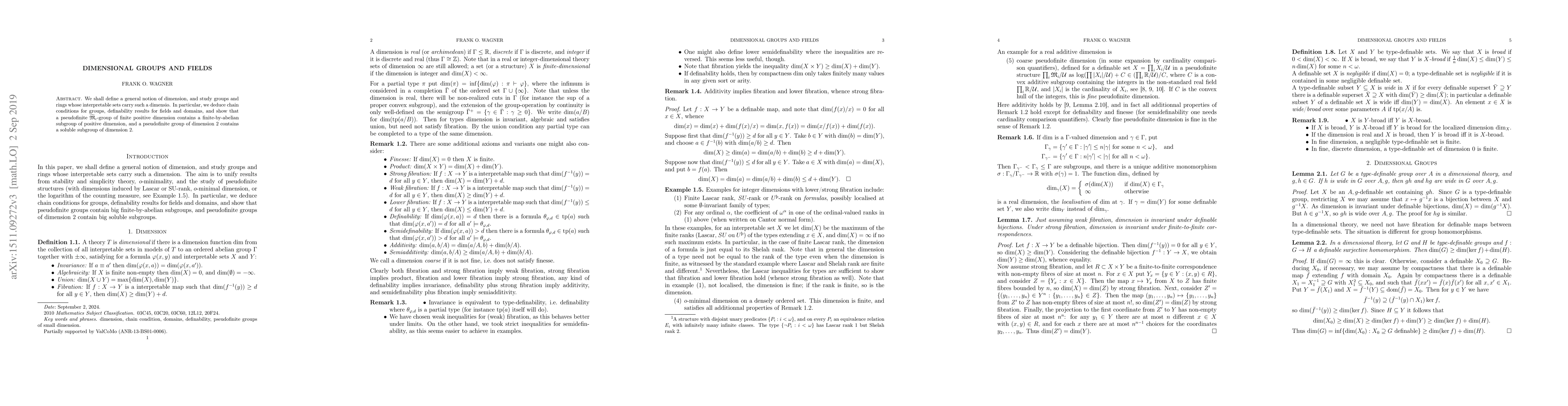 Thumbnail for Dimensional groups and fields