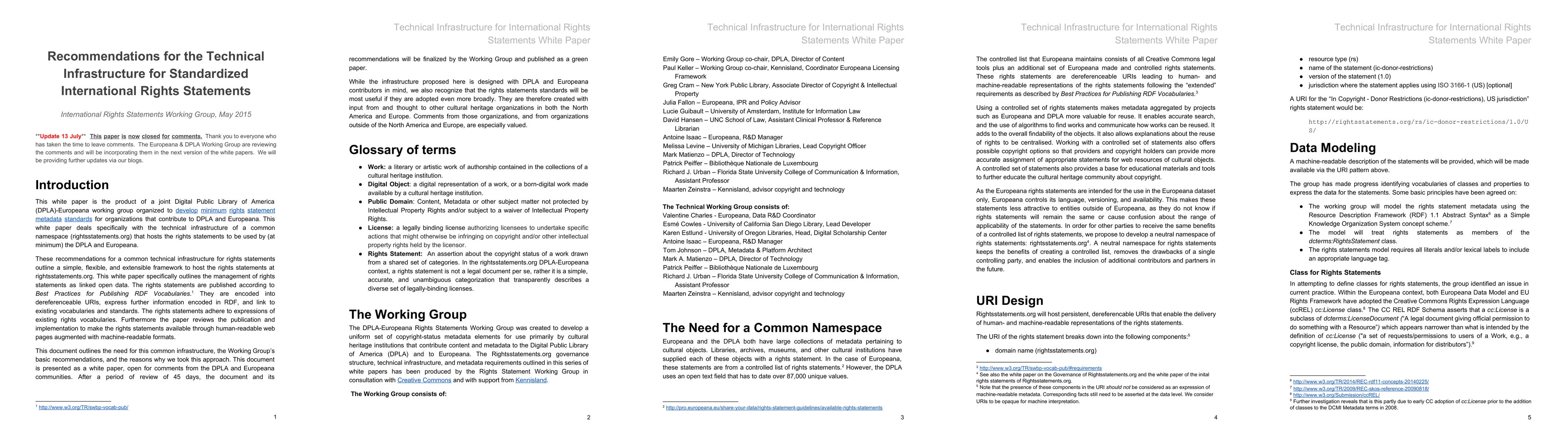 Thumbnail for Recommendations for the Technical Infrastructure for Standardized
  International Rights Statements