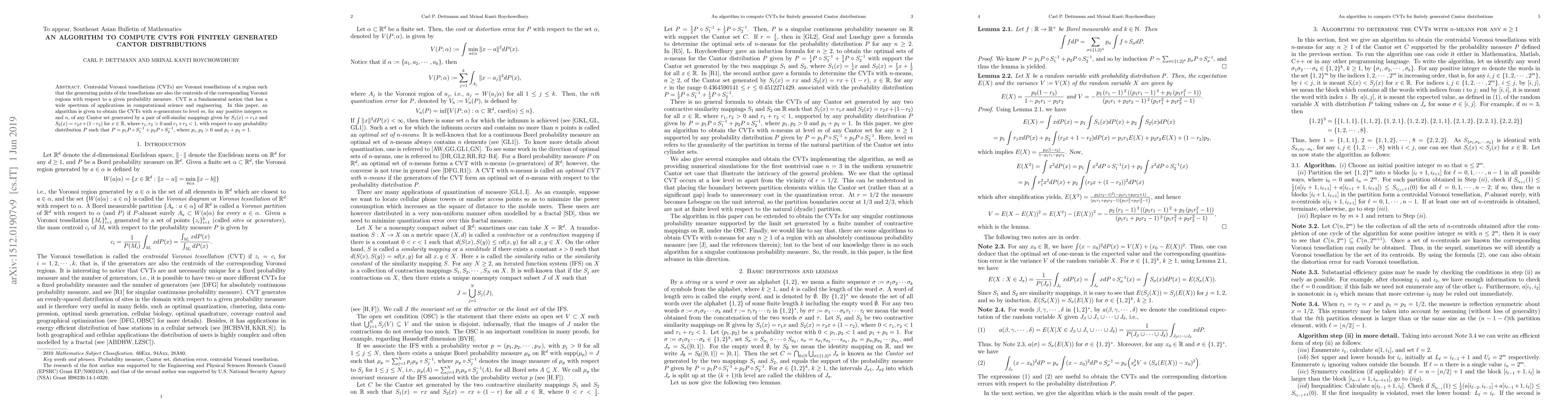 Thumbnail for An algorithm to compute CVTs for finitely generated Cantor distributions
