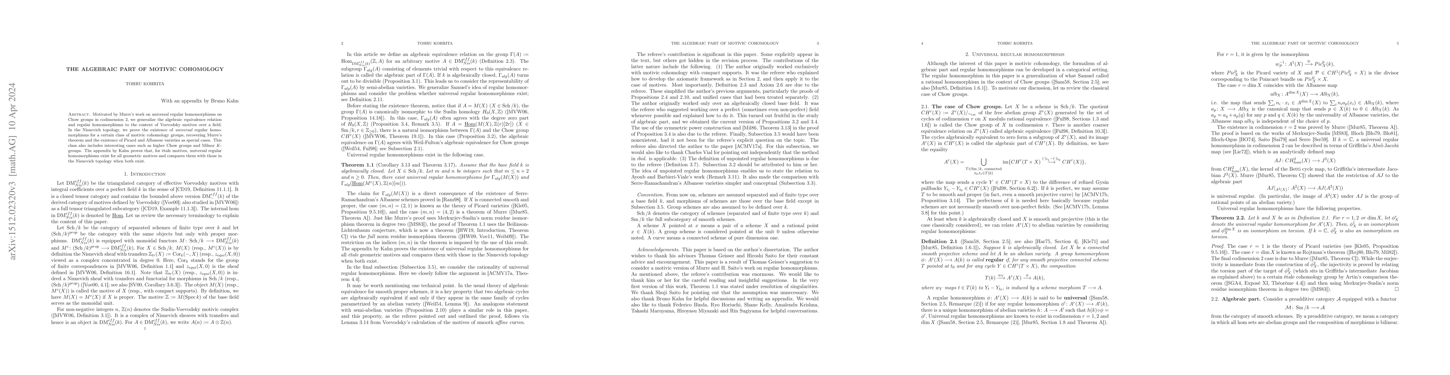 Thumbnail for Algebraic part of motivic cohomology with compact supports