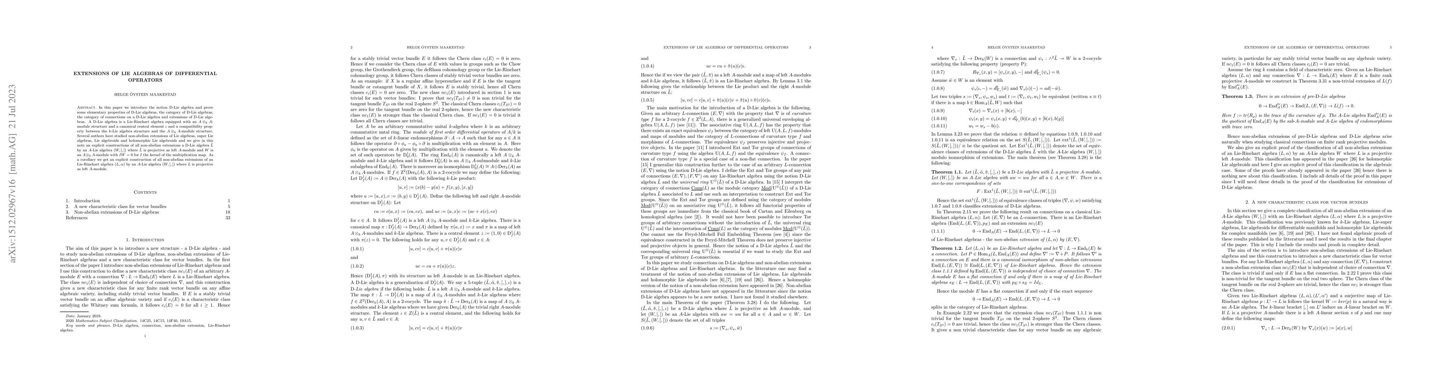 Thumbnail for Extensions of Lie algebras of differential operators