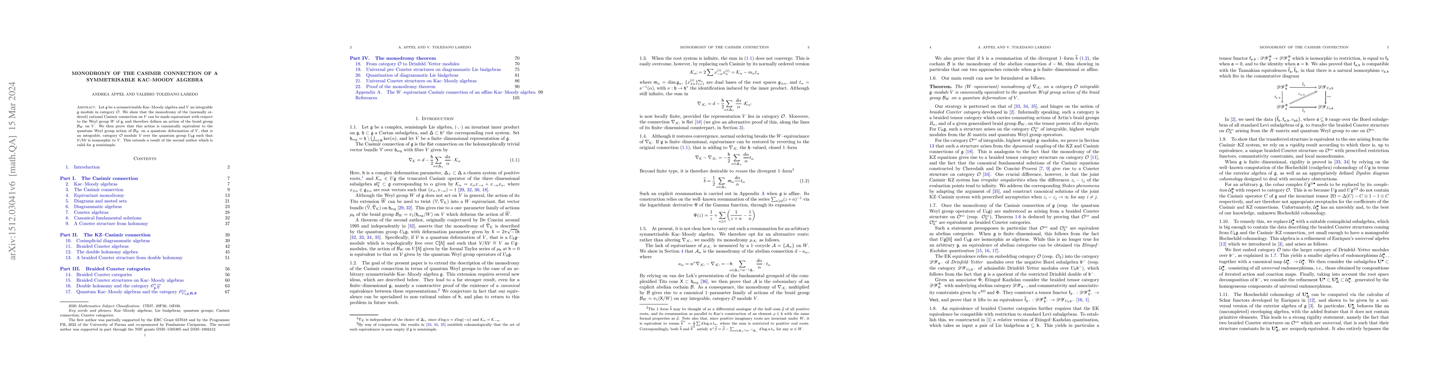 Thumbnail for Monodromy of the Casimir connection of a symmetrisable Kac-Moody algebra