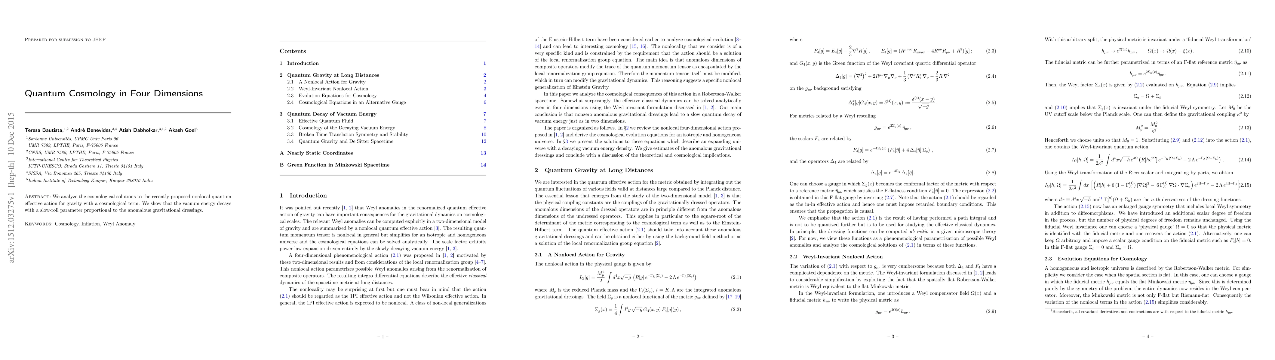 Thumbnail for Quantum Cosmology in Four Dimensions