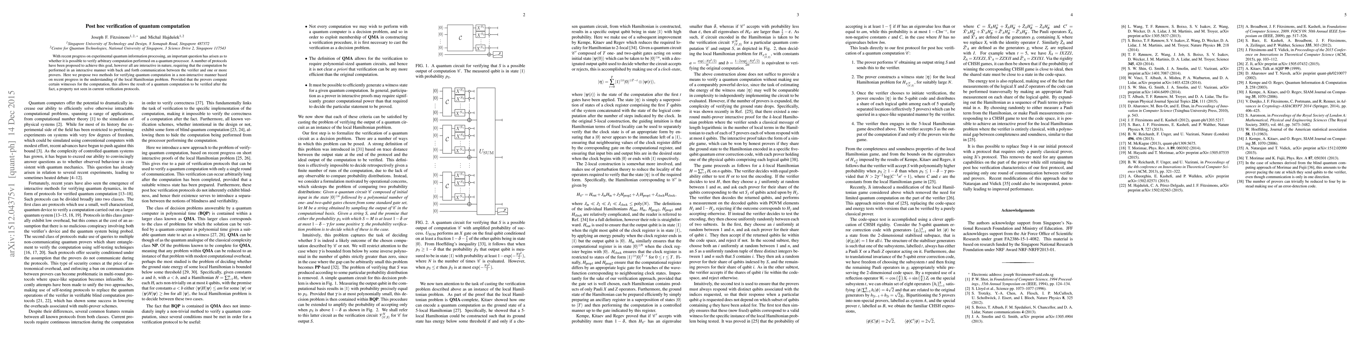 Thumbnail for Post hoc verification of quantum computation