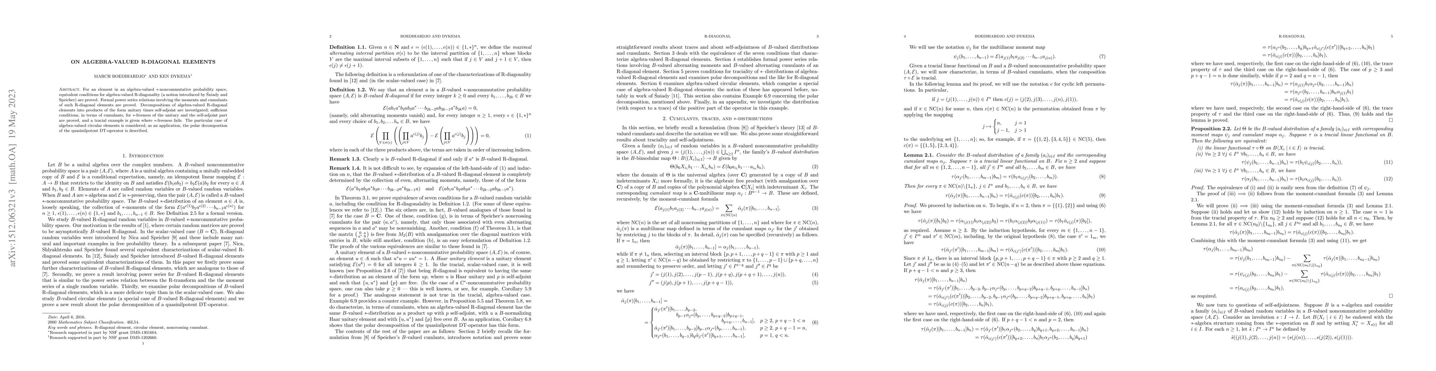 Thumbnail for On algebra-valued R-diagonal elements (with erratum)
