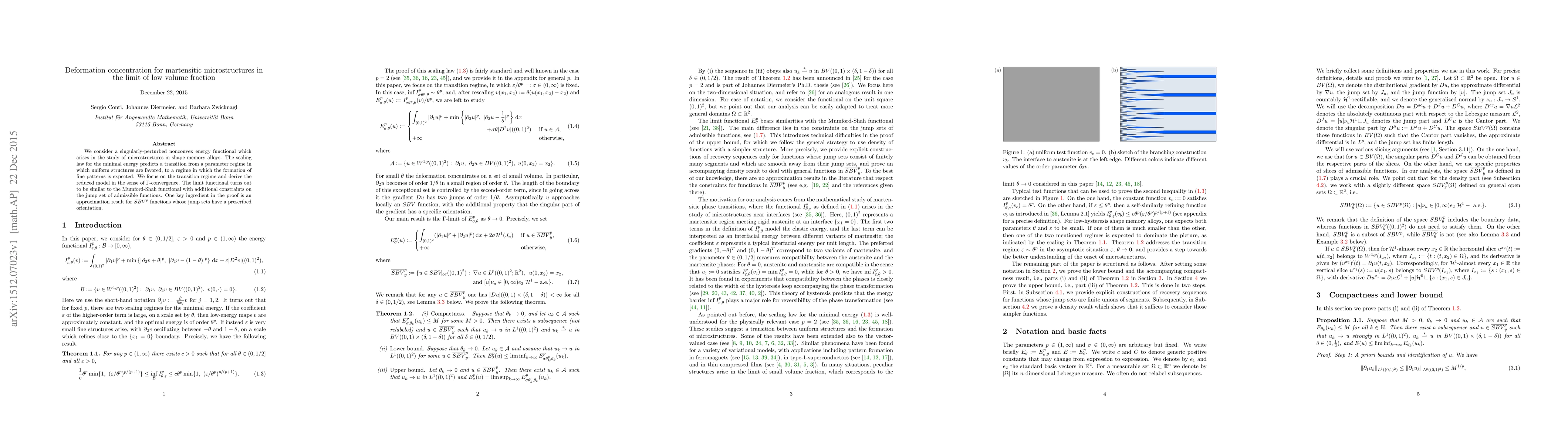 Thumbnail for Deformation concentration for martensitic microstructures in the limit
  of low volume fraction